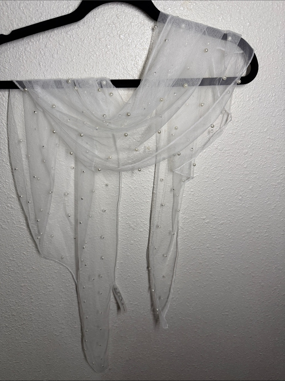 Elegant White Pearl-Embellished swim sit cover